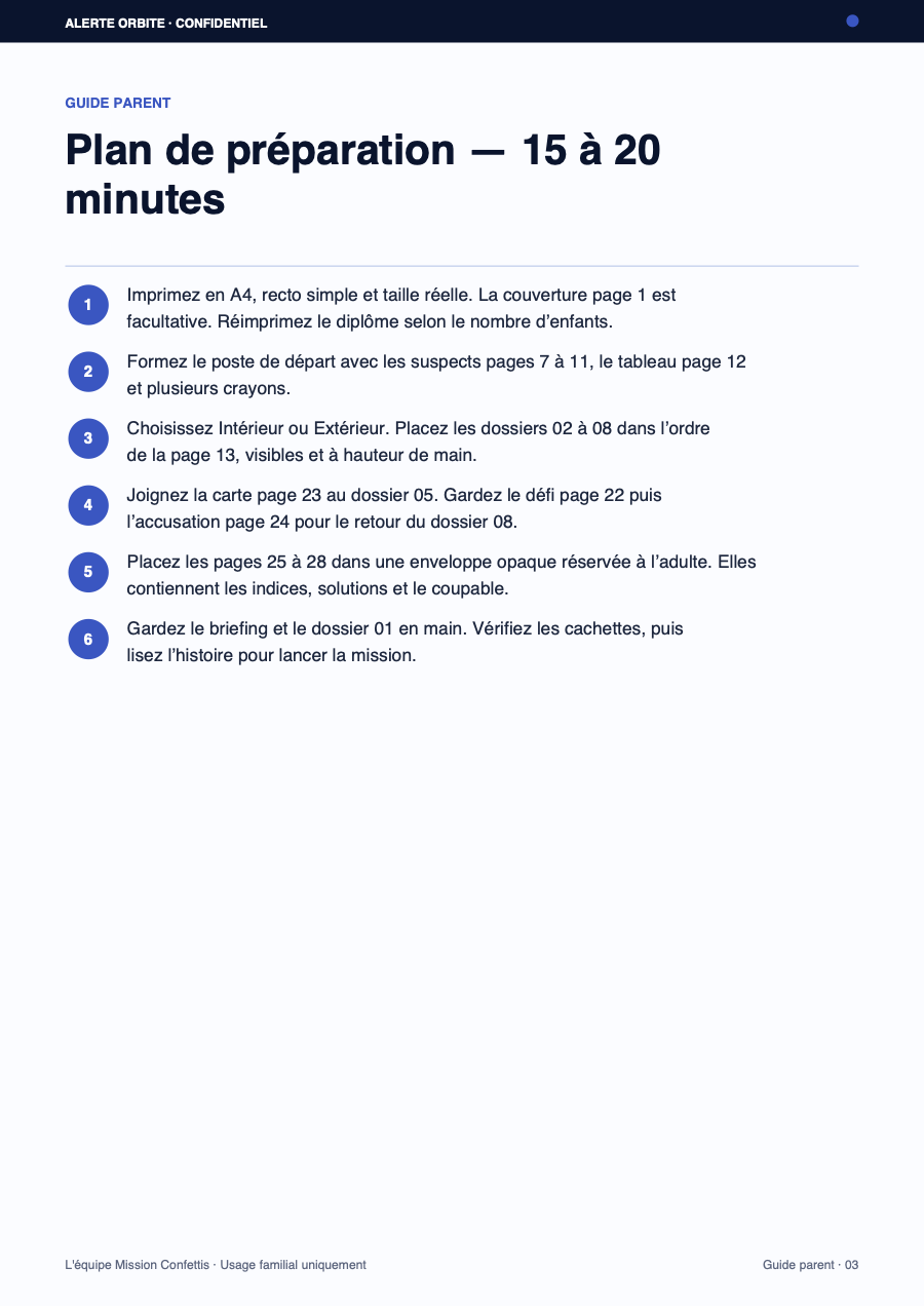 Plan de préparation du parent